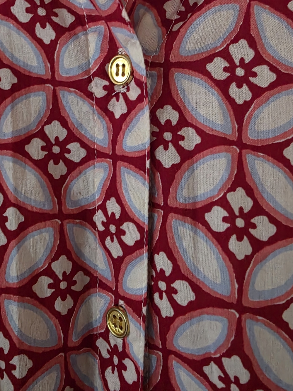Liza Byrd Red, White and Blue Geometric Button-Up - Picture 3 of 9